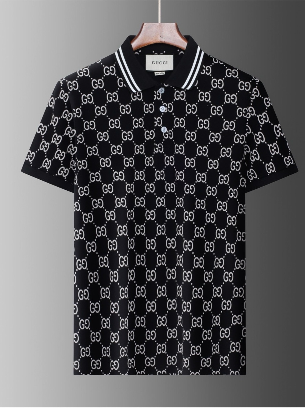 Gucci Black Polo with White GG Monogram